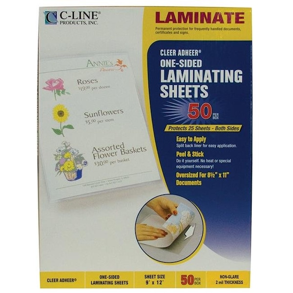C-Line Products 65004 Heavyweight Cleer Adheer Laminating Film Sheets; 9 x 12 in.; 50 Per Box 65004 - main